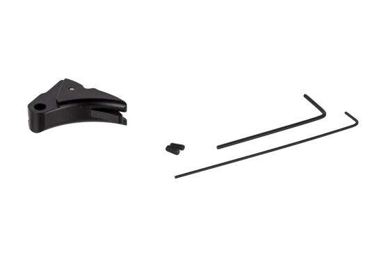 The Lone Wolf Distributors Ultimate adjustable black trigger shoe is made out of 6061 aluminum